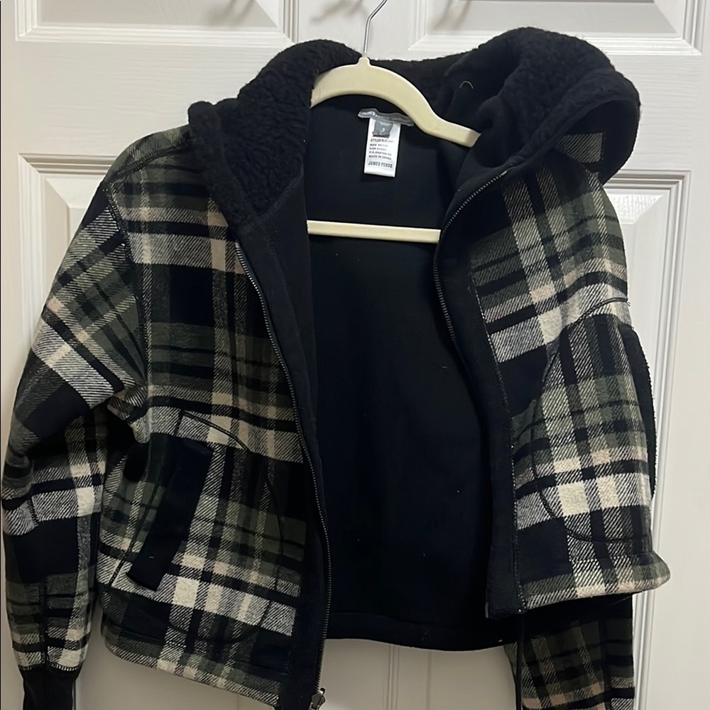 Women’s cropped plaid hoodie jacket by James Perse - Picture 2 of 5